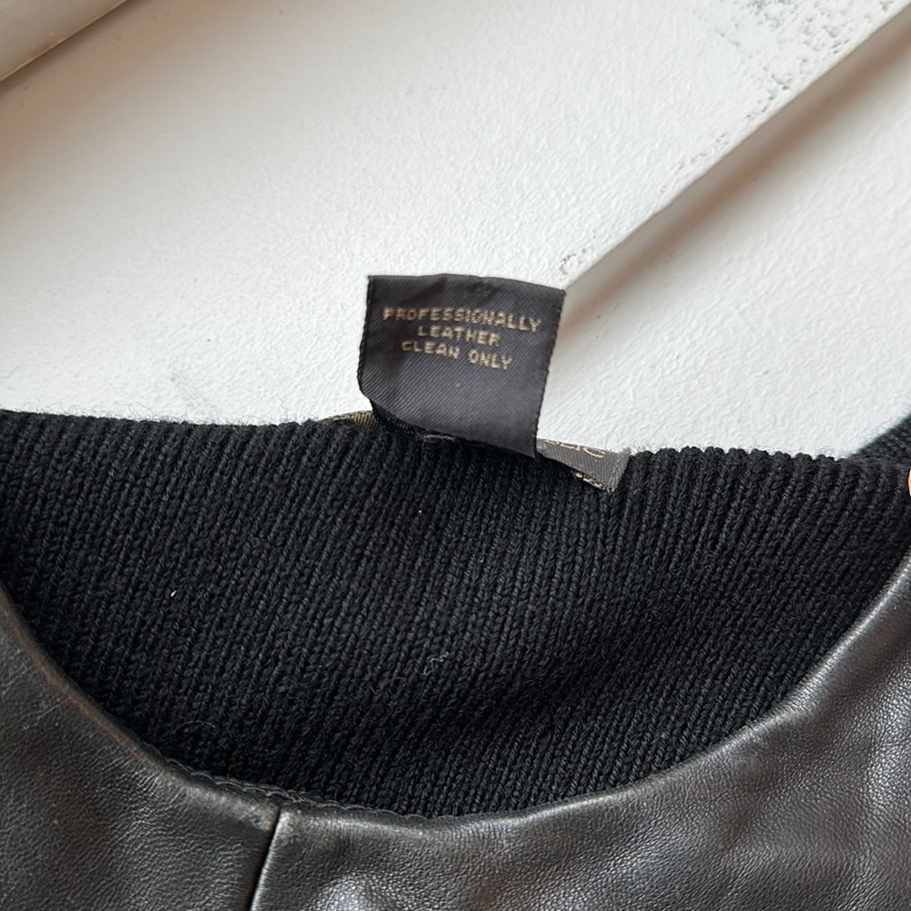 Vintage 90’s Banana Republic Leather & Wool Vest Pullover Sz 8 or M - GORGEOUS - Picture 12 of 12